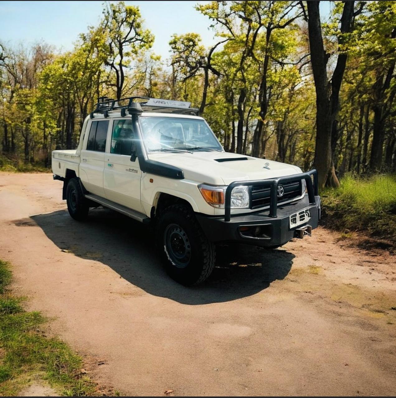 2020 Toyota Land Cruiser LC79 Double Cab parked in a rugged terrain, showcasing its robust design and off-road capabilities.