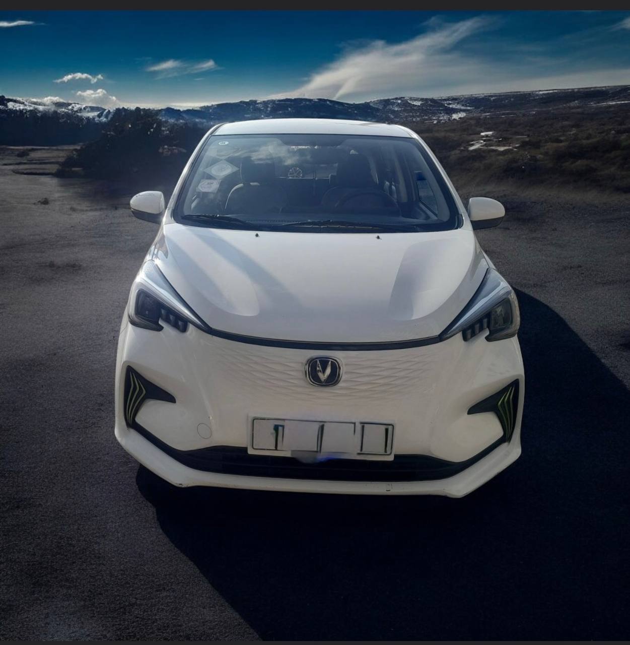 2024 Changan Benben E-Star electric car front view in factory white color.