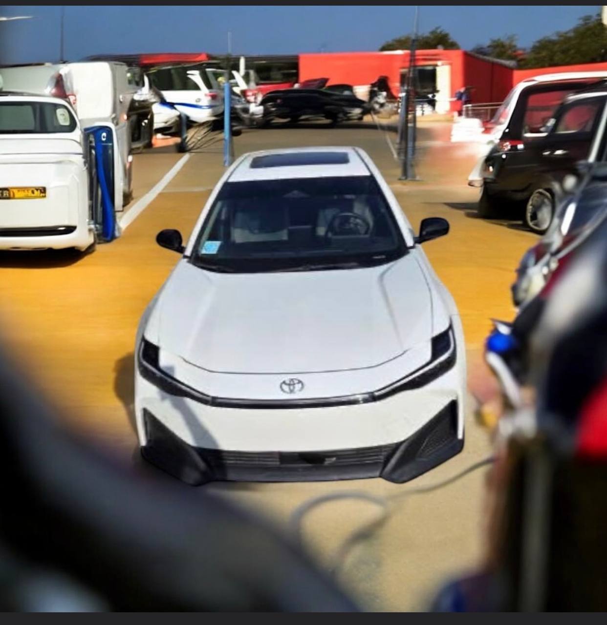 Front View: Exterior of a white 2024 Toyota bZ3X for sale in Ethiopia, showing the sleek SUV design and advanced LED lighting. Interior/Dashboard: Interior of the 2024 Toyota bZ3X featuring a 14.6-inch central touchscreen and 8.8-inch digital cockpit. Seat Bed Mode: 2024 Toyota bZ3X premium leather seats in "Seat Bed Mode" demonstrating luxury comfort for passengers. Tech Highlight: Close-up of the Toyota bZ3X LiDAR sensor and dual-chip Nvidia/Snapdragon processing suite.