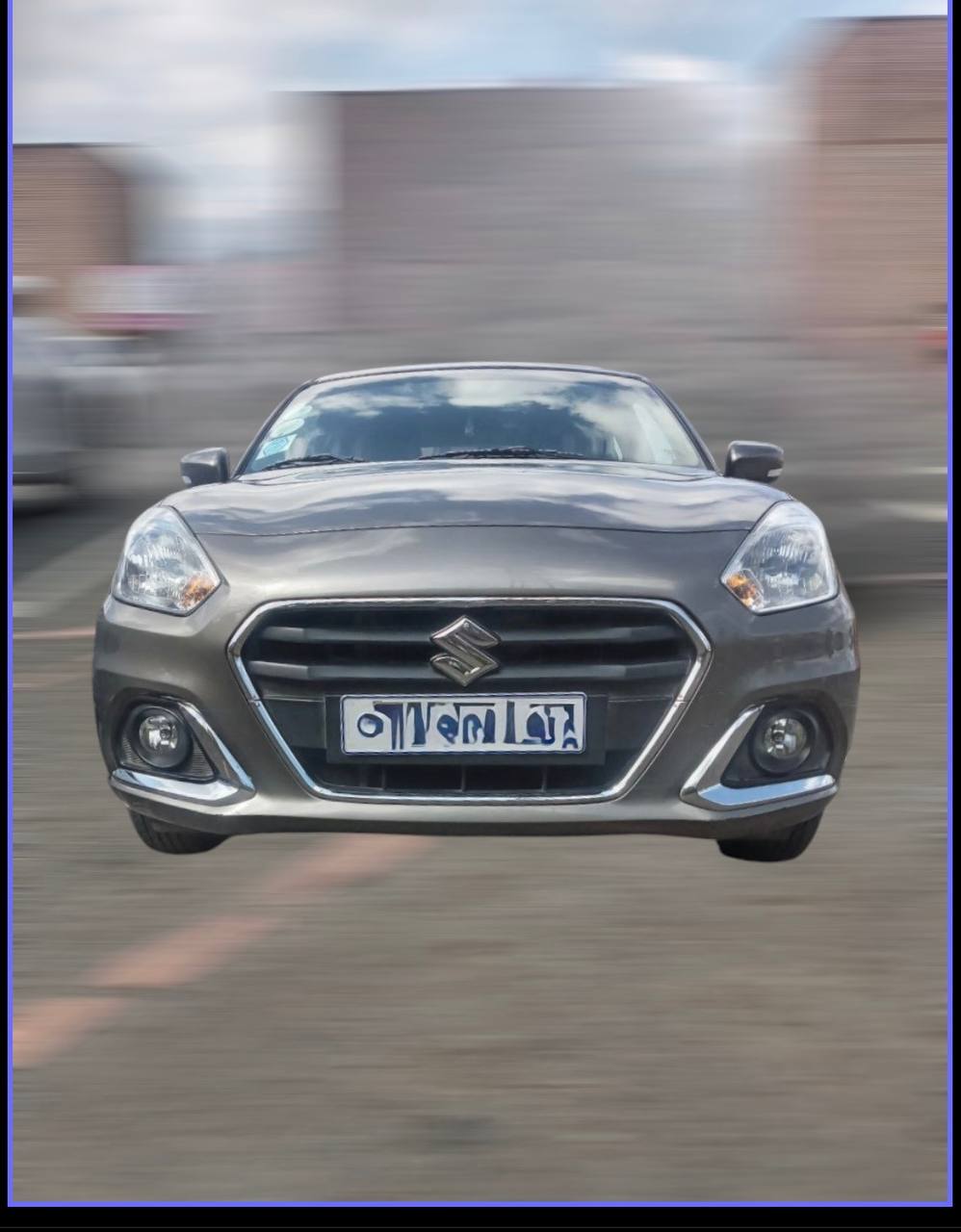 Suzuki Dzire 2022 exterior in pristine light gray factory paint Suzuki Dzire 2022 interior with 8-inch touchscreen and cream dashboard