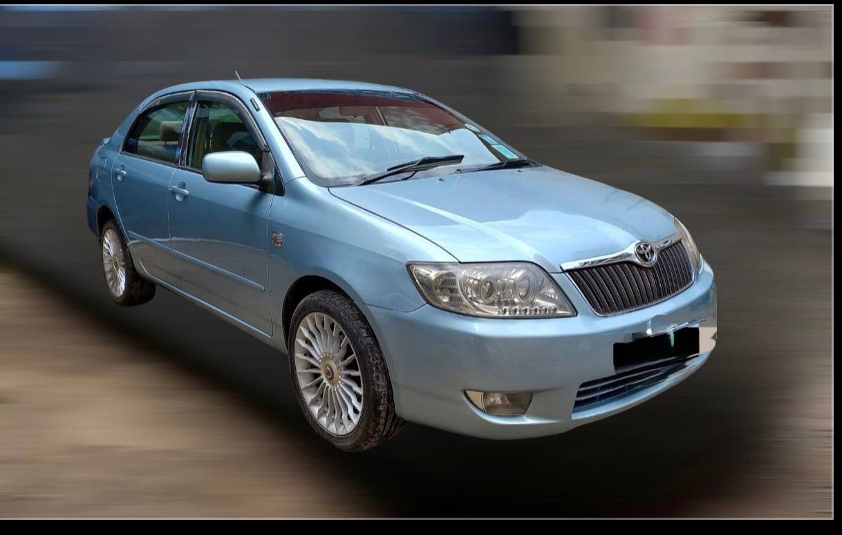 Front view of Toyota Corolla XL 2007 in metallic blue factory state