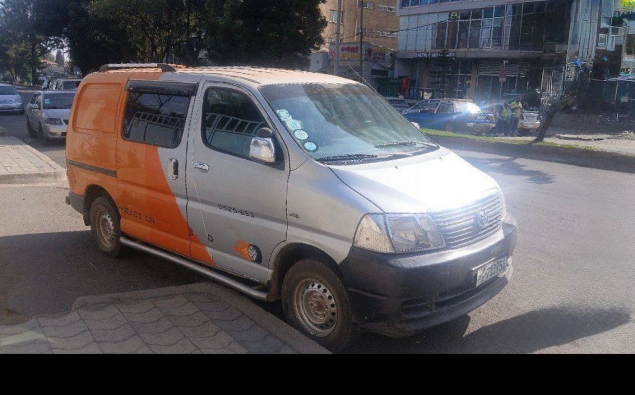 Front view of white Toyota semi-panel van for sale in Addis Ababa.