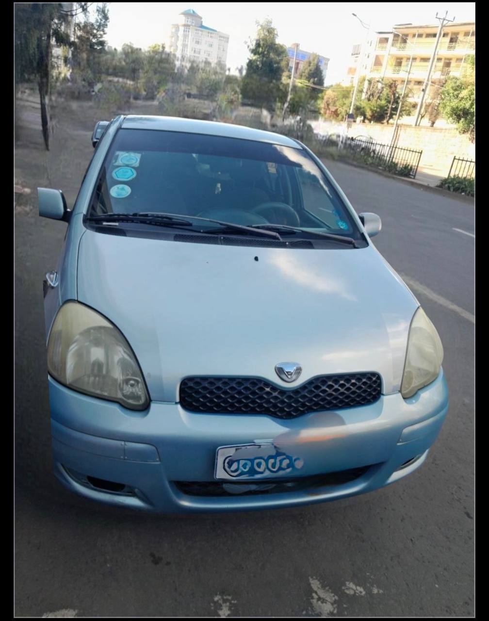 Pristine light sky blue 2004 Toyota Vitz Addis Ababa hatchback car for sale on Megebeya